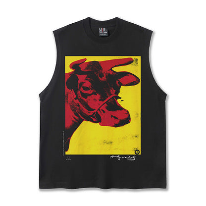 G.Z邁阿密南岸𝔾𝕣𝕠𝕦𝕟𝕕ℤ𝕖𝕣𝕠®✥南裝大佬✥ 美式嘻哈水洗重磅數男女中性牛Cow坎肩背心亞洲版型)