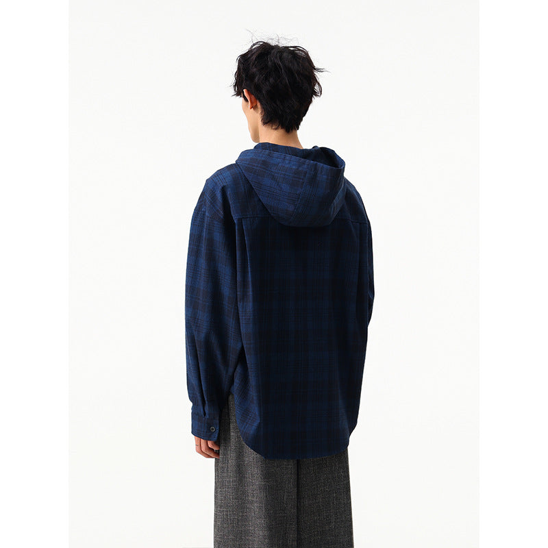 𝔾𝕣𝕠𝕦𝕟𝕕ℤ𝕖𝕣𝕠®2026年秋冬款復古新款修身版連帽垂感長袖夾克襯衫