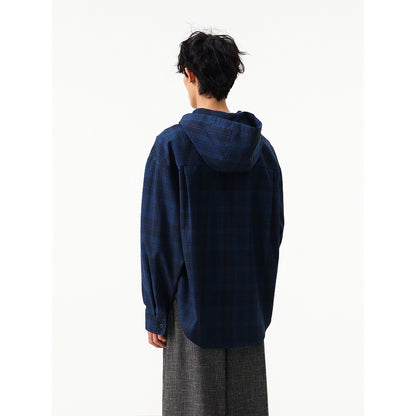 𝔾𝕣𝕠𝕦𝕟𝕕ℤ𝕖𝕣𝕠®2026年秋冬款復古新款修身版連帽垂感長袖夾克襯衫