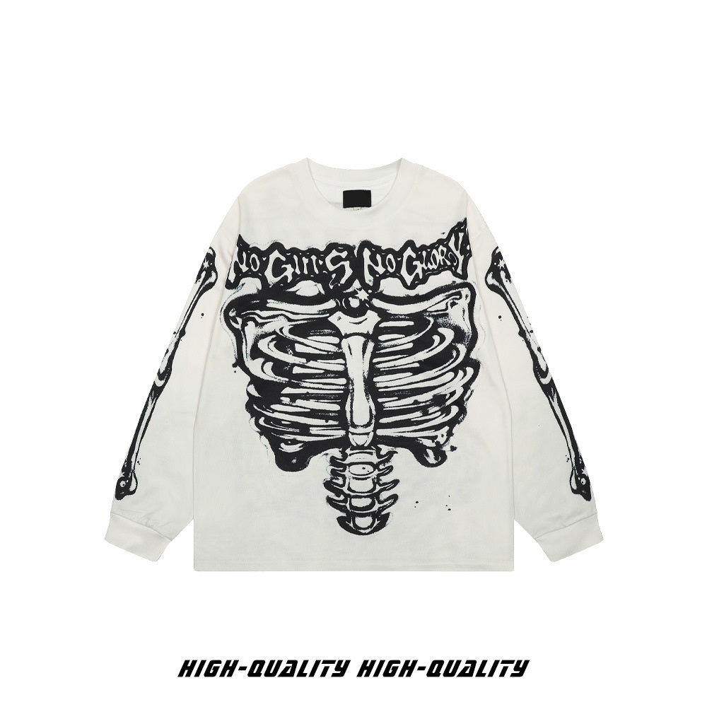 𝔾𝕣𝕠𝕦𝕟𝕕ℤ𝕖𝕣𝕠®2026年秋冬款圓領針織骨頭圖案長袖毛衣上衣