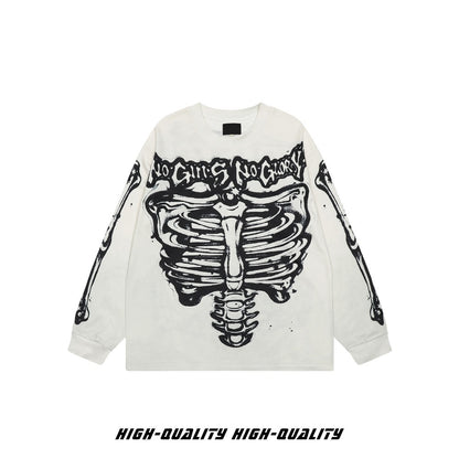 𝔾𝕣𝕠𝕦𝕟𝕕ℤ𝕖𝕣𝕠®2026年秋冬款圓領針織骨頭圖案長袖毛衣上衣