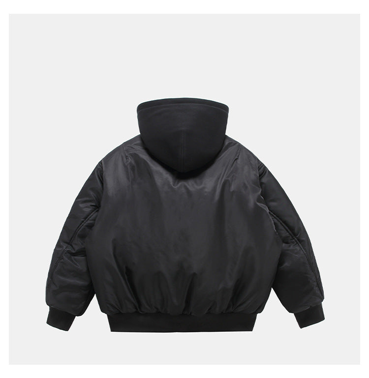 𝔾𝕣𝕠𝕦𝕟𝕕ℤ𝕖𝕣𝕠®2026年秋冬款經典復古假兩件式寬鬆連帽防風保暖飛行夾克外套(限量)