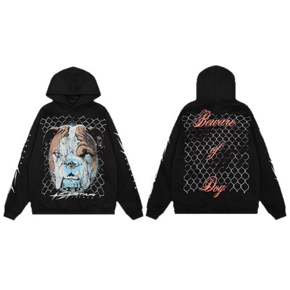 𝔾𝕣𝕠𝕦𝕟𝕕ℤ𝕖𝕣𝕠®2026年秋冬款復古滿版惡霸犬連帽加厚長袖上衣T-SHIRT