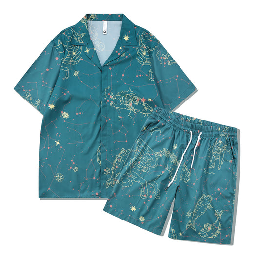 GZ Miami South Shore✥𝔾𝕣𝕠𝕦𝕟𝕕ℤ𝕖𝕣𝕠®✥2023 Southern suit boss/American casual 12 constellation loose open collar shirt shorts suit 