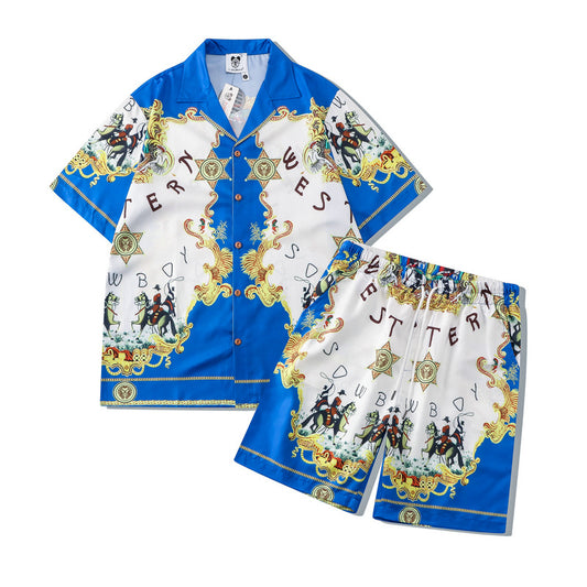GZ Miami South Shore✥𝔾𝕣𝕠𝕦𝕟𝕕ℤ𝕖𝕣𝕠®✥2023 Southern suit boss/American casual Royal Knights loose open collar shirt shorts suit 