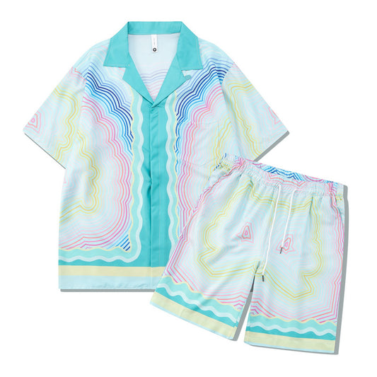 GZ Miami South Shore✥𝔾𝕣𝕠𝕦𝕟𝕕ℤ𝕖𝕣𝕠®✥2023 Southern suit boss/American casual pastel pop style loose open collar shirt shorts suit 