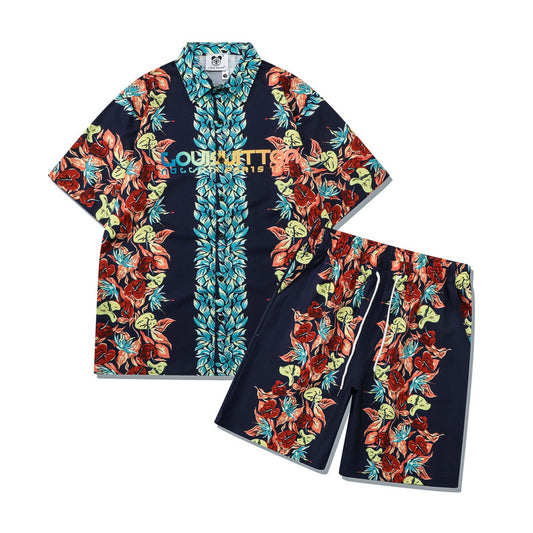 GZ Miami South Shore✥𝔾𝕣𝕠𝕦𝕟𝕕ℤ𝕖𝕣𝕠®✥2023 Southern suit boss/American casual Nanyang vacation style loose open collar shirt shorts suit 