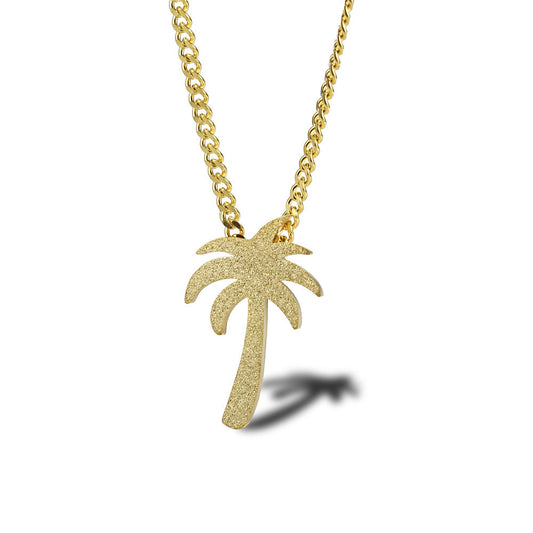 GZ LA West Coast 2023【✟Pure Love West Bank✟】West Coast Rap Style Gold-plated Small Coconut Tree Necklace