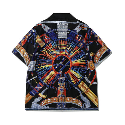 G.Z マイアミ サウスショア✥𝔾𝕣𝕠𝕦𝕟𝕕ℤ𝕖𝕣𝕠®✥2023 サザンスーツ ボス/アメカジ 明るい LSD ルーズ オープンカラー シャツ ショート スーツ