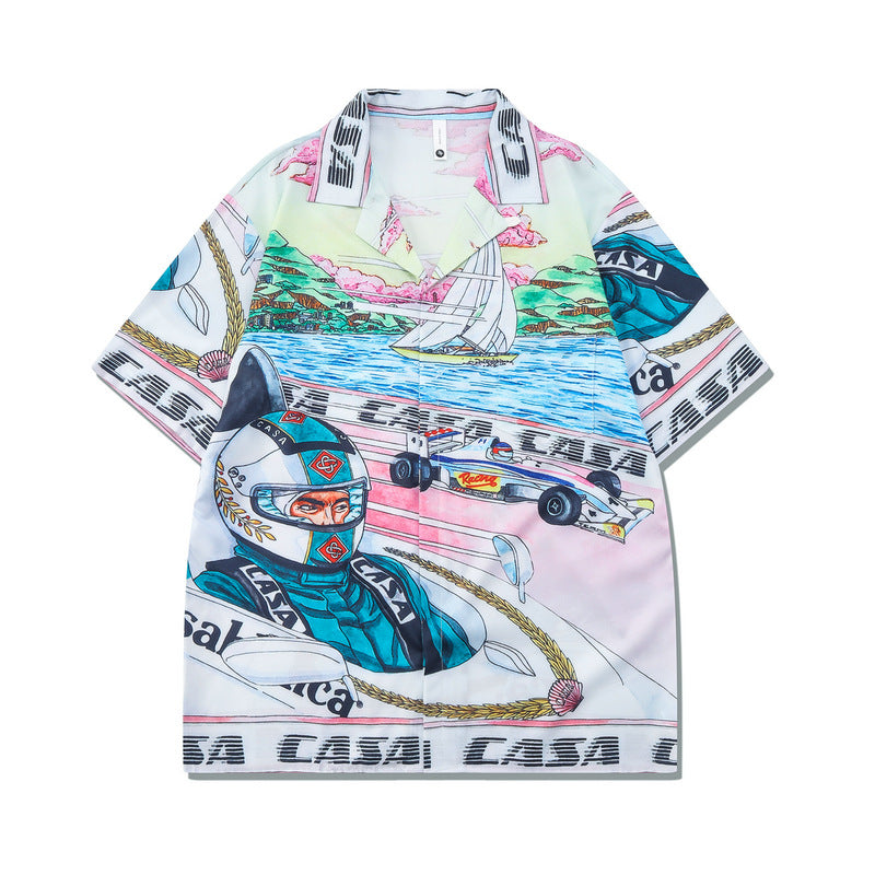 GZ Miami South Shore✥𝔾𝕣𝕠𝕦𝕟𝕕ℤ𝕖𝕣𝕠®✥2023 Southern suit big guy/American casual pure love racer loose open collar shirt shorts suit
