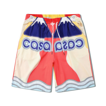 GZ Miami South Shore✥𝔾𝕣𝕠𝕦𝕟𝕕ℤ𝕖𝕣𝕠®✥2023 Southern suit boss/American casual Amaterasu Mount Fuji loose open collar shirt shorts suit 