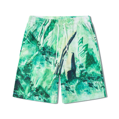 G.Z 邁阿密南岸✥𝔾𝕣𝕠𝕦𝕟𝕕ℤ𝕖𝕣𝕠®✥２０２３南裝大佬/美式休閒綠油植被寬鬆開領襯衫短褲套裝