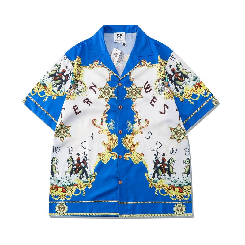 GZ Miami South Shore✥𝔾𝕣𝕠𝕦𝕟𝕕ℤ𝕖𝕣𝕠®✥2023 Southern suit boss/American casual Royal Knights loose open collar shirt shorts suit 
