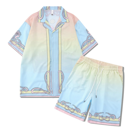 GZ Miami South Shore✥𝔾𝕣𝕠𝕦𝕟𝕕ℤ𝕖𝕣𝕠®✥2023 Southern suit boss/American casual pink manor loose open collar shirt shorts suit 