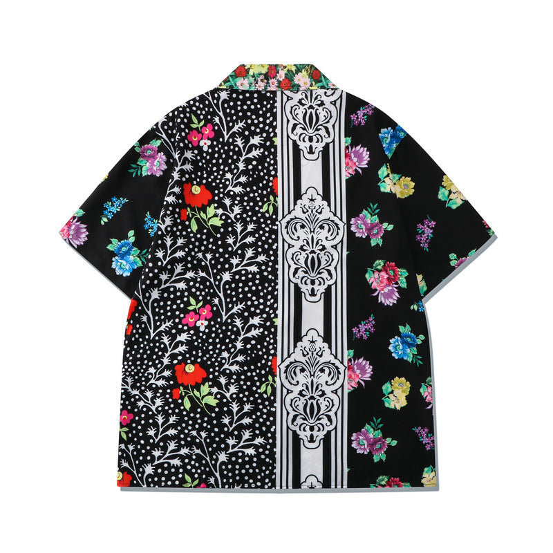 Short-Sleeved Traditional Silk Shirt In Black