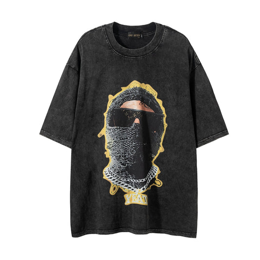 GZ LA West Bund 2023【✟ Pure Love West Bund✟】European and American Hip-Hop Casual Headgear Printed Avatar T-Shirt