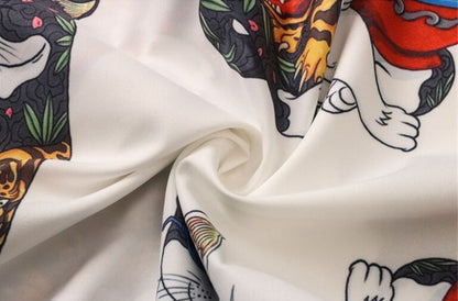 G.Z マイアミ サウスショア✥𝔾𝕣𝕠𝕦𝕟𝕕ℤ𝕖𝕣𝕠®✥2023 サザンスーツボス/和カジュアル浮世絵猫ルーズ開襟シャツ