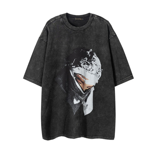 GZ LA West Bund 2023【✟Pure Love West Bund✟】American High Street Casual Hip-Hop Headscarf Male Printed Avatar T-Shirt