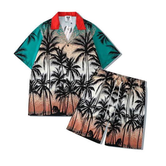 G.Z 邁阿密南岸✥𝔾𝕣𝕠𝕦𝕟𝕕ℤ𝕖𝕣𝕠®✥２０２３南裝大佬/美式休閒加州椰子寬鬆開領襯衫短褲套裝