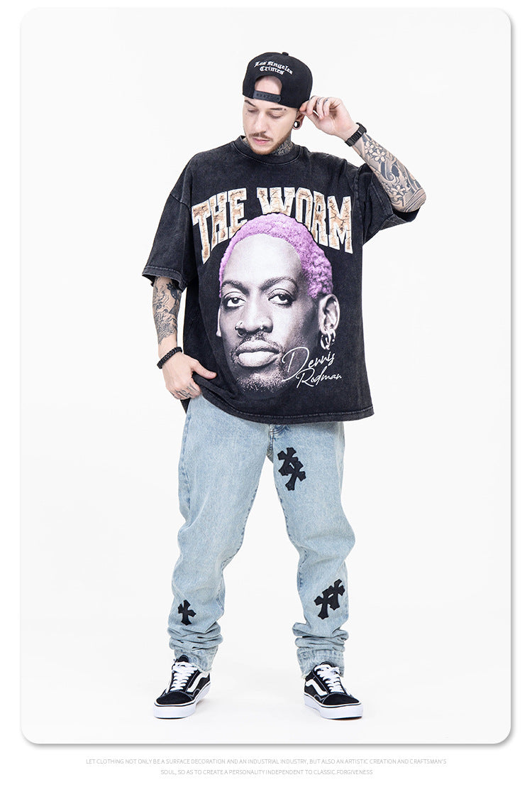 G.Z 邁阿密南岸✥𝔾𝕣𝕠𝕦𝕟𝕕ℤ𝕖𝕣𝕠®✥２０２３南裝大佬/美式紫色羅德曼重磅數圓領T-Shirt