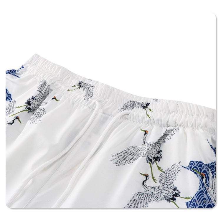 G.Z 邁阿密南岸✥𝔾𝕣𝕠𝕦𝕟𝕕ℤ𝕖𝕣𝕠®✥２０２３南裝大佬/美式休閒浮世群鶴寬鬆開領襯衫短褲套裝
