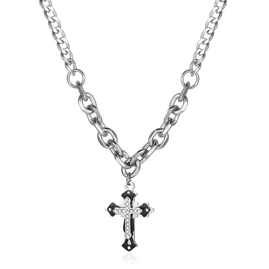 GZ LA West Bank 2023【✟Pure Love West Bank✟】Diamond Cross Titanium Steel Stitching Necklace